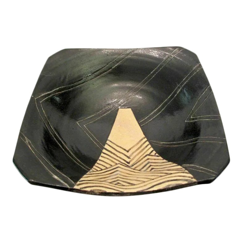 Vintage Japanese Oribe Black & Cream Geometric Graphic Abstract Modern ...