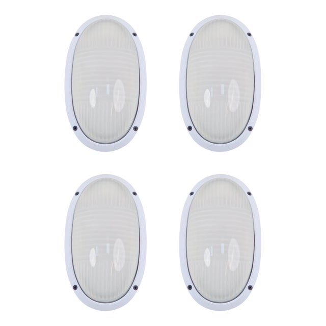 Vintage Oval Outdoor Wall Lamp by Simes Vedo, 1980s, Set of 4 For Sale
