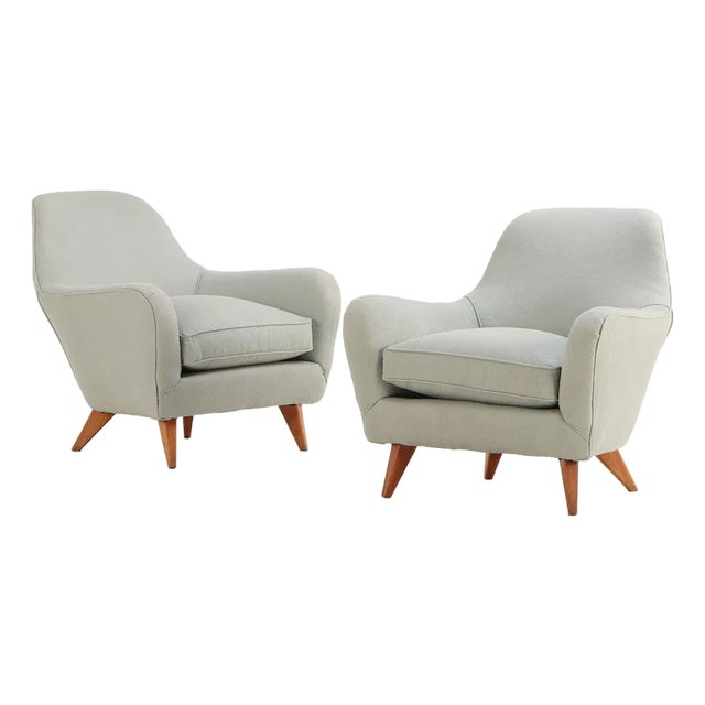 Pair of Italian Mid-Century Modern Lounge Chairs, C. 1950s For Sale