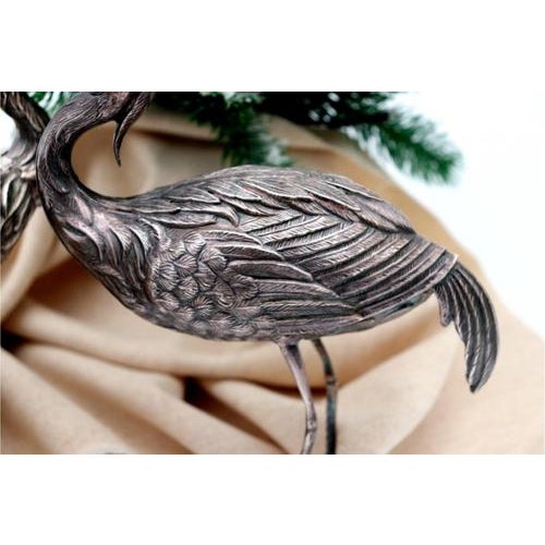 Silver Cranes with Embossed Applications, Set of 2 For Sale - Image 5 of 9