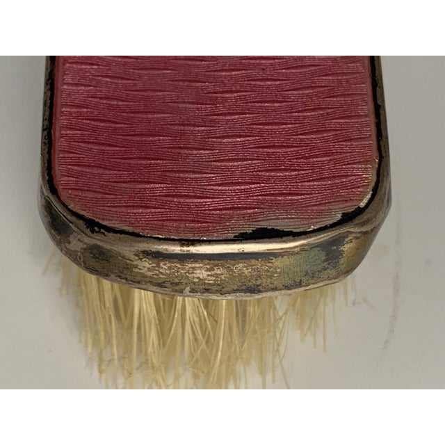 Red Antique Sterling Silver Guilloche Clothes Brush: Birmingham, 1919 For Sale - Image 8 of 10