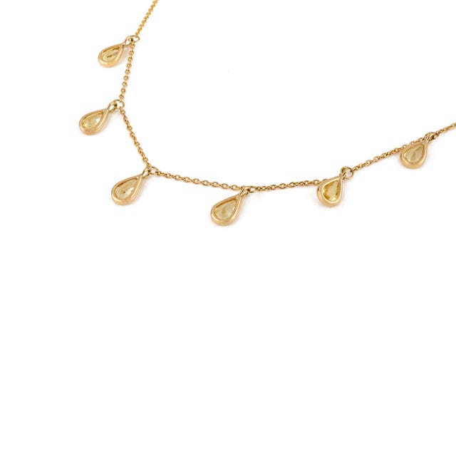 Not Yet Made - Made To Order Modernist Multi Pear Drop Yellow Sapphire Charm Station Necklace in 14k Gold For Sale - Image 5 of 10