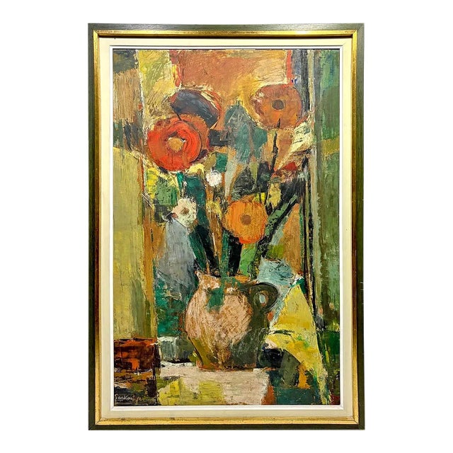 1960s Simon Sarkantyu Still Life Oil Painting For Sale