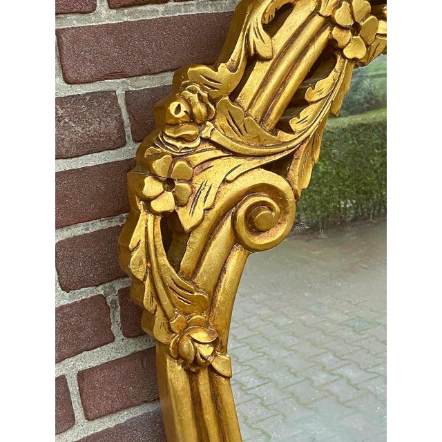 1900s European Rococo Gold Beech Console Wall Mirror - 1 Pc For Sale - Image 11 of 16