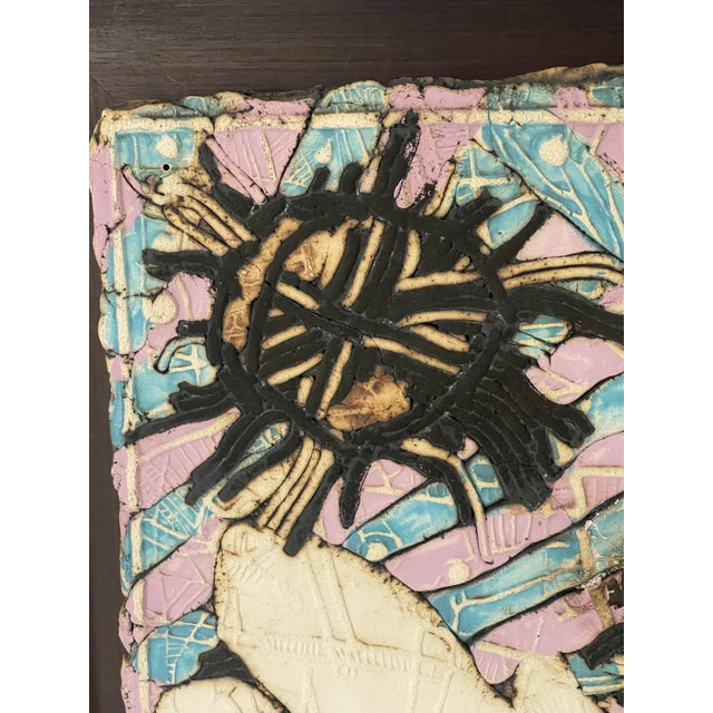 1960s 1960s Modern Ceramic Abstract Plaque Framed For Sale - Image 5 of 5