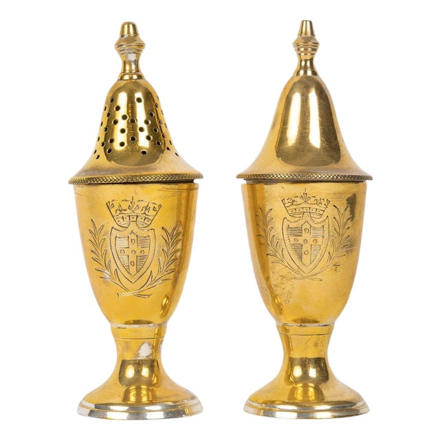 Napoleon III Style Gold-Plated Salt and Pepper Shakers, Early 20th Century, Set of 2 For Sale