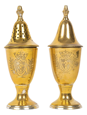Napoleon III Style Gold-Plated Salt and Pepper Shakers, Early 20th Century, Set of 2