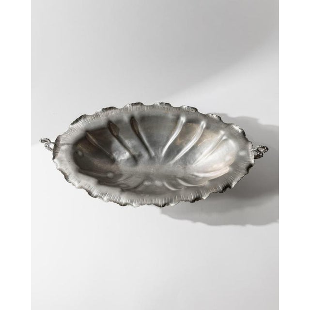 Large Vintage Pewter Centerpiece Bowl, 1940s For Sale - Image 3 of 11