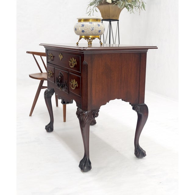 Chippendale Style Carved Mahogany Ball & Claw 4 Drawer Low Boy Dresser CLEAN! For Sale - Image 14 of 15