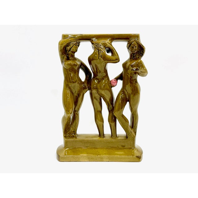 Figurine of Three Graces in the Bathhouse attributed to Zdeněk Farnik for Jihokera Bechyně, 1975 For Sale - Image 10 of 10