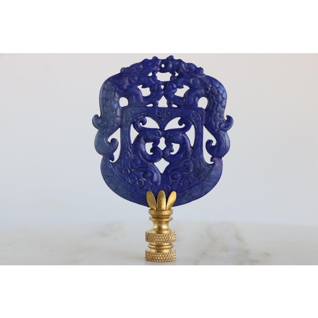 Chinoiserie Chinese Carved Stone Lamp Finial on Brass Hardware For Sale - Image 3 of 4