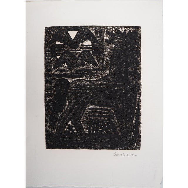 Marcel Gromaire, Macbeth, Shakespeare, Omens, Black Horse and Night Birds, 1958, Original Etching For Sale - Image 7 of 7