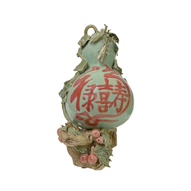 Handmade Light Green Ceramic Artistic Gourd Figure Display Art For Sale - Image 11 of 11