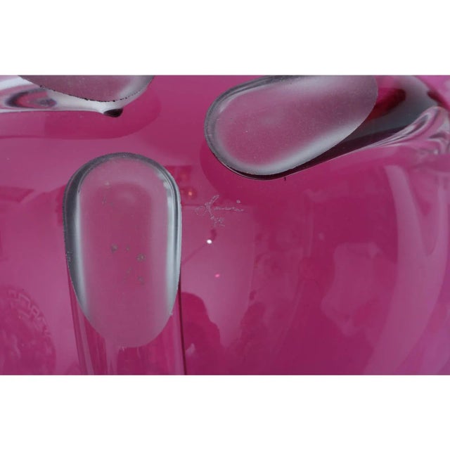 Abstract 16" Dish Purple Pink Glass Signed For Sale In Miami - Image 6 of 9