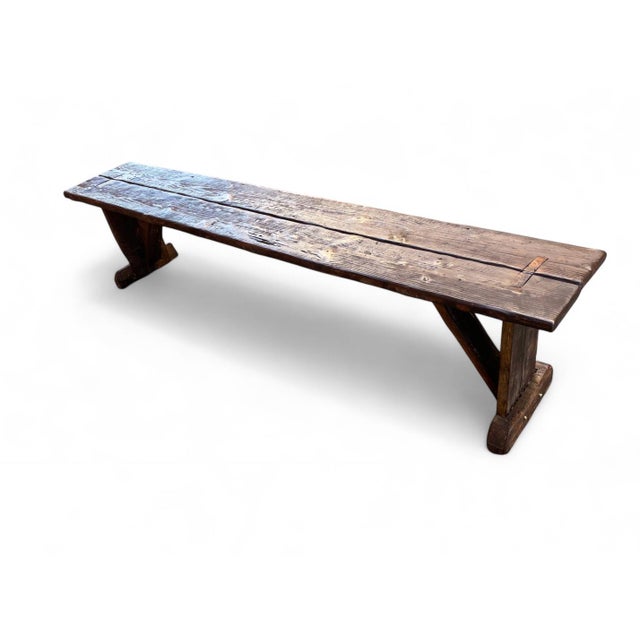 Not Yet Made - Made To Order 96" Archaic’s Made-to-Order Farmhouse Bench of Espresso Finished Reclaimed Barnwood For Sale - Image 5 of 10