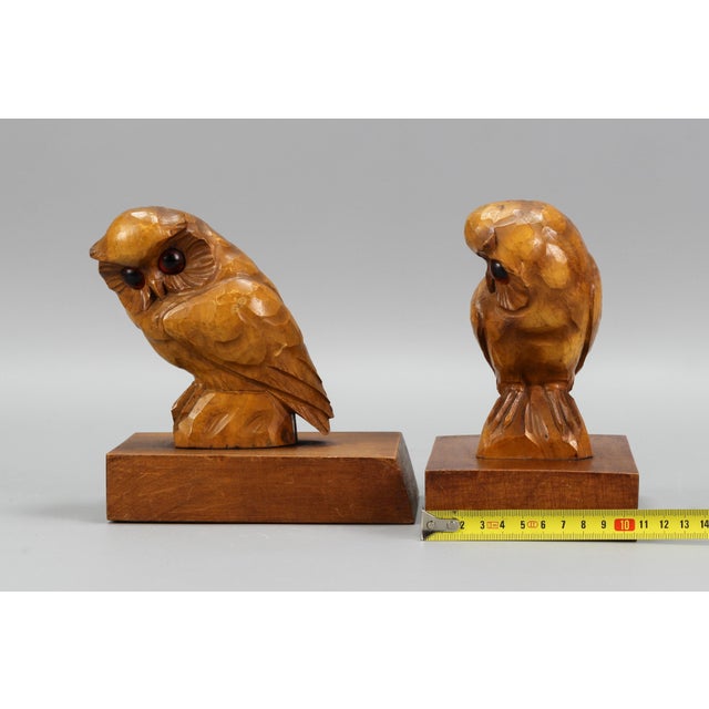 Hand Carved Owl Wooden Bookends, Germany, 1930s, Set of 2 For Sale - Image 15 of 18