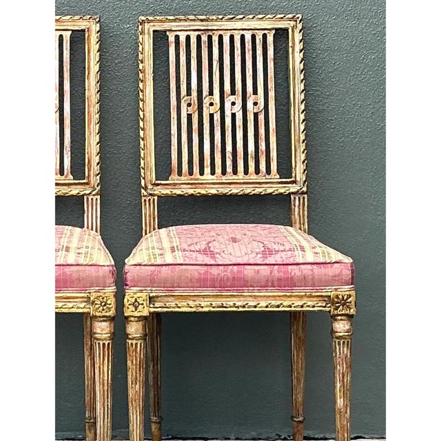 Vintage Swedish Chippendale Gilt Wood Side Chairs - Pair For Sale - Image 9 of 12