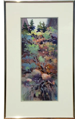 1990s "Odyssey" Botanical Gouache and Watercolor Painting by Joyce Lee-Petersen, Framed