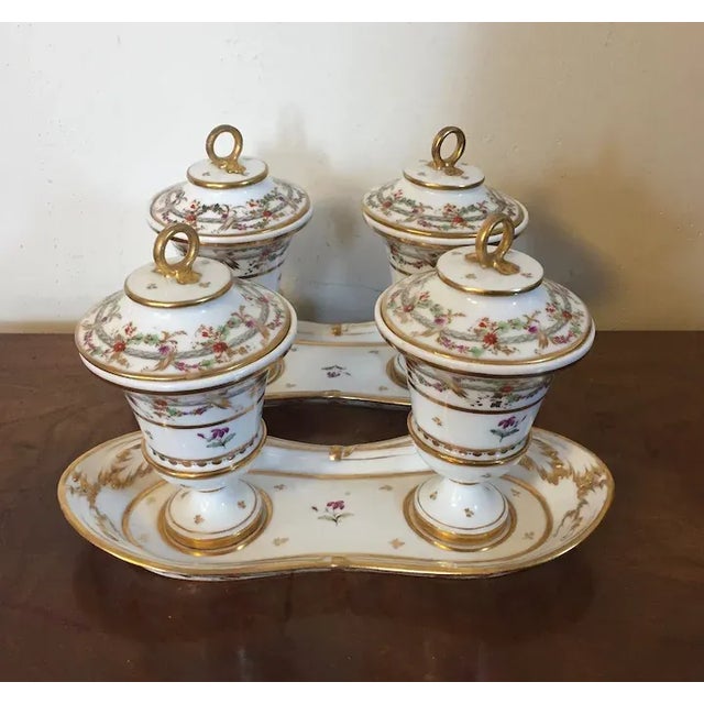 Antique 18th Century Dihl et Guerhard Porcelain Double Urns on Tray in Sprig - A Pair For Sale - Image 11 of 13