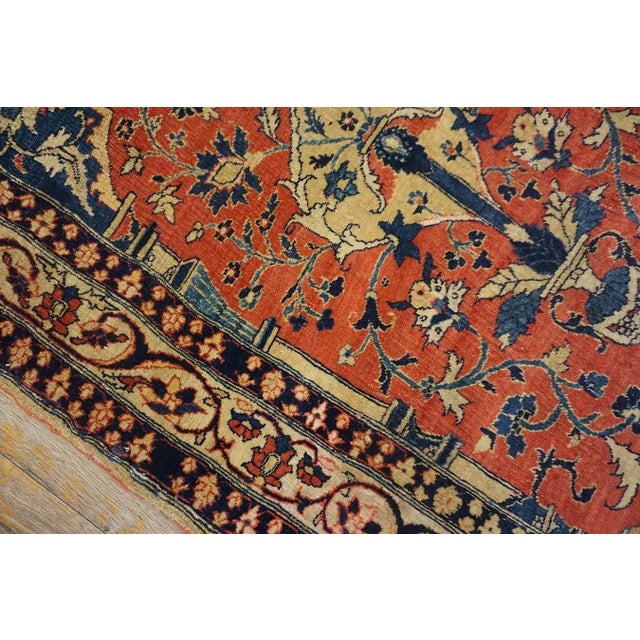 Textile Splendid Coral Red Color and Unique Floral Design Antique Persian Tabriz Prayer Rug For Sale - Image 7 of 9