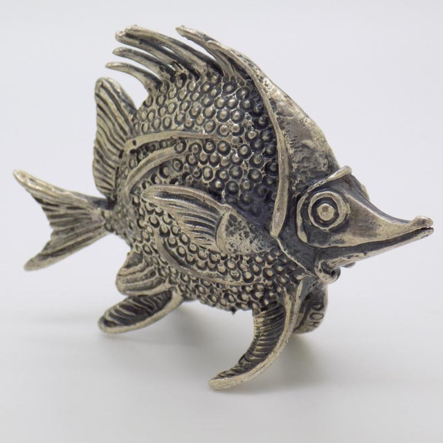 Vintage Italian Handmade Silver Longnose Butterfly Fish Figurine by Donati, Tuscany, 1950s For Sale - Image 3 of 14