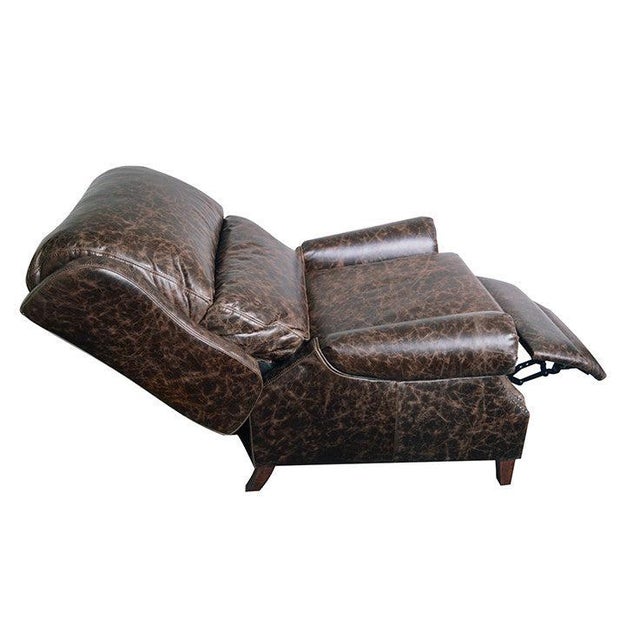 English English Rolled Arm Recliner - Dark Brown Leather For Sale - Image 3 of 7