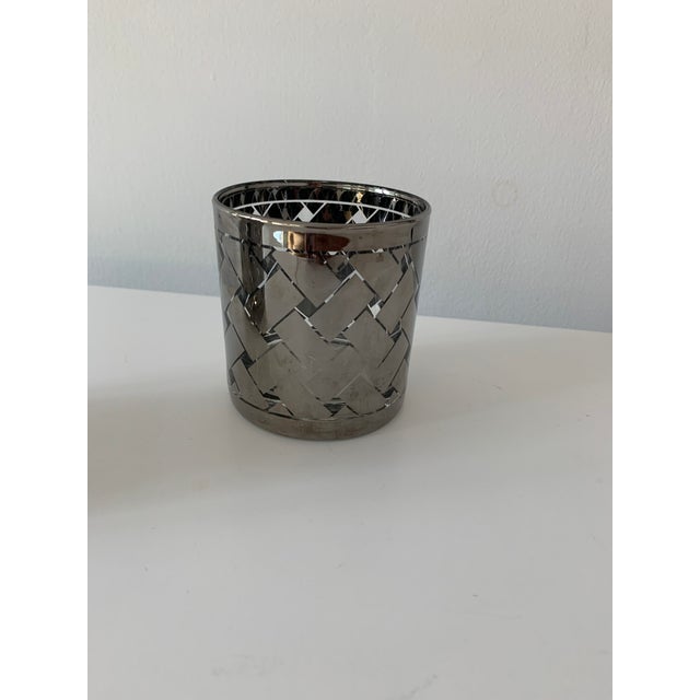 Vintage Silver Basket Weave Low Ball Rocks Glasses- a Pair For Sale - Image 4 of 6