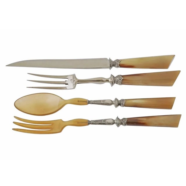 Serving Set Carving Set Cutlery Silverplate Salad Serving Fork Spoon 4 Piece Boxed Vintage Wedding Gift Maison Tilquin...