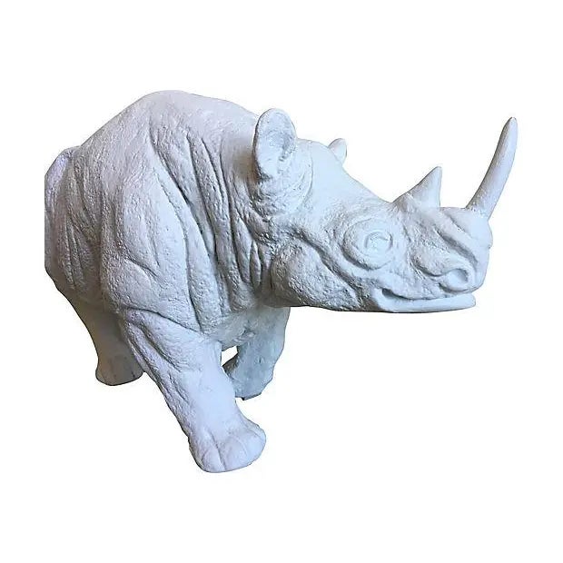 Plaster Rhinoceros Sculpture, C1970 For Sale - Image 4 of 12