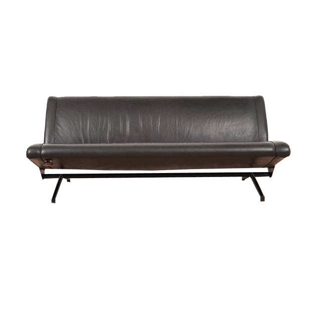 D70 Sofa in Leather with Metal Round Tube by Osvaldo Borsani for Tecno, 1954 For Sale