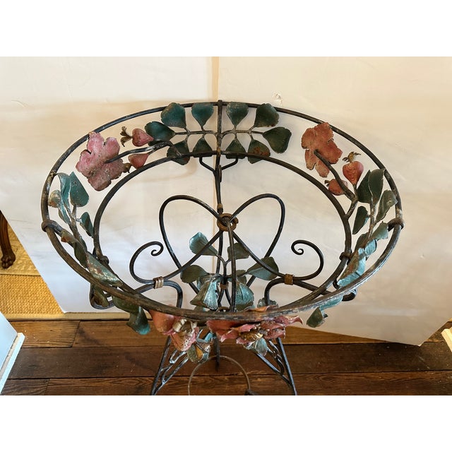 Art Nouveau Vintage Art Nouveau Painted Iron Plant Stand For Sale - Image 3 of 8