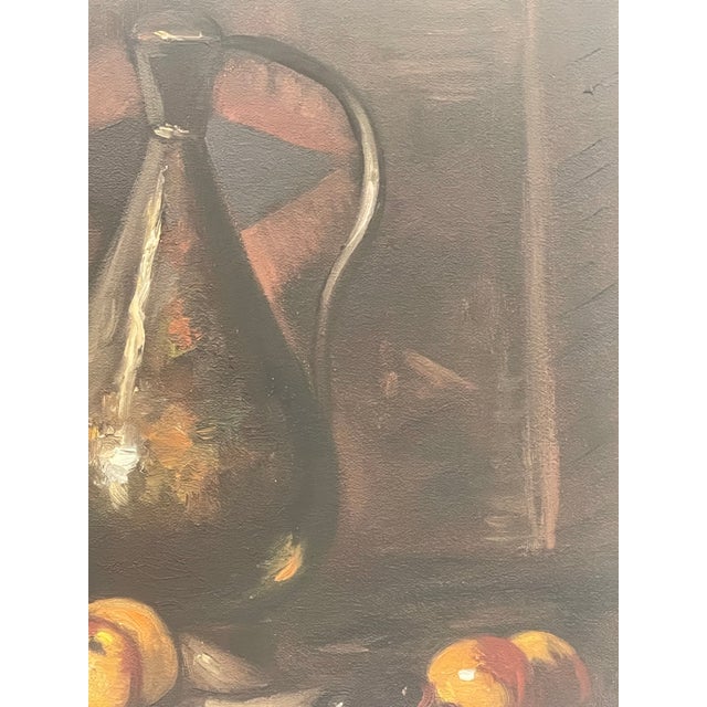 Vintage Still Life Oil Painting With Fruit and Wine Goblet on Canvas For Sale - Image 9 of 10