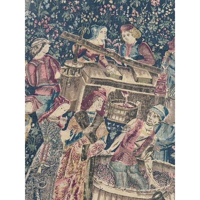 Vintage French Hand Printed Tapestry Vendanges Museum Design, 1960s For Sale - Image 4 of 18