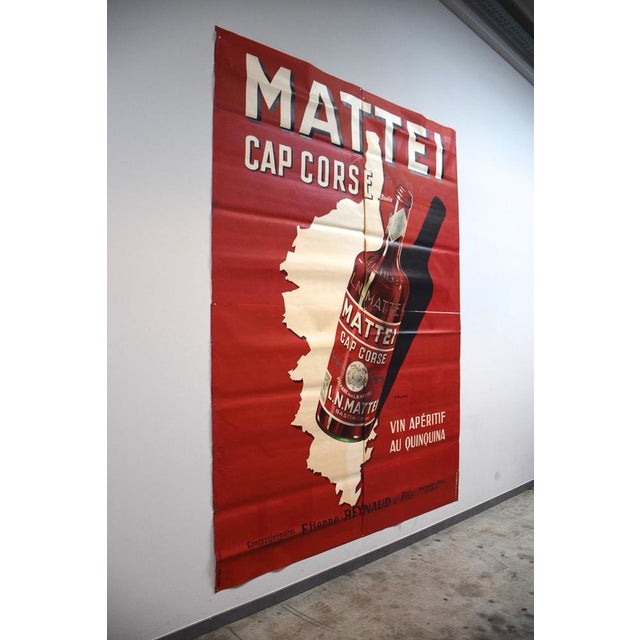 Large Mattei Cap Corse Advertising Poster by Rene Bougros, 1950s For Sale - Image 18 of 18