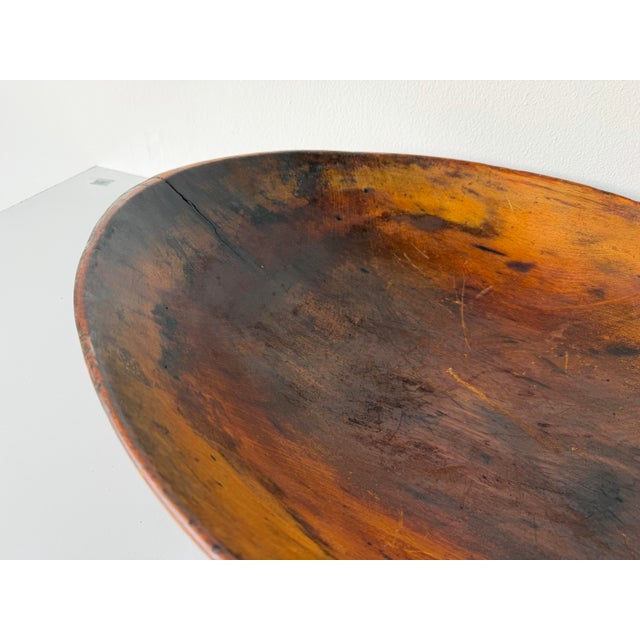 Brown Vintage Primitive Organic Style Hand-Carved Wood Bowl For Sale - Image 8 of 12