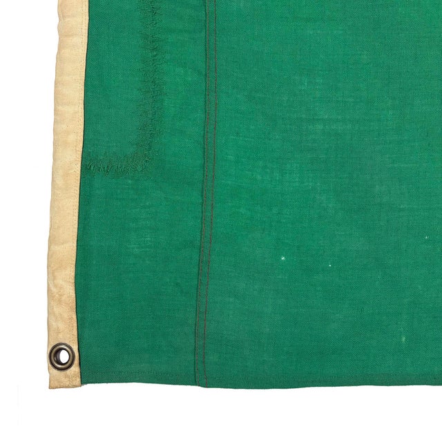 This Italian flag is fully sewn from a wool cloth salvaged from a much larger vintage or antique flag. Staining, distress,...