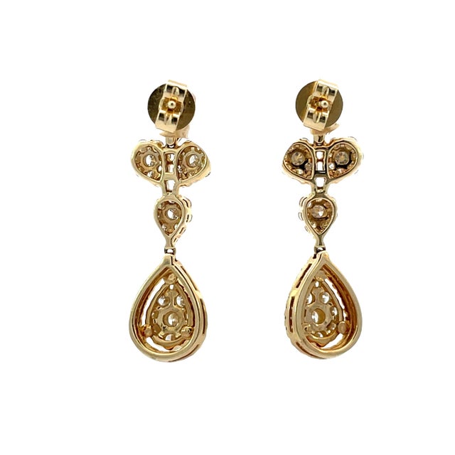 Early 21st Century 14k Gold 2.50 Carat Diamond Dangle Earrings, A Pair For Sale - Image 5 of 10