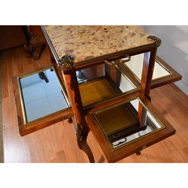 1890s Antique French Louis XV Walnut Inlaid & Marble Top Liquor Cabinet / Bar For Sale - Image 18 of 18