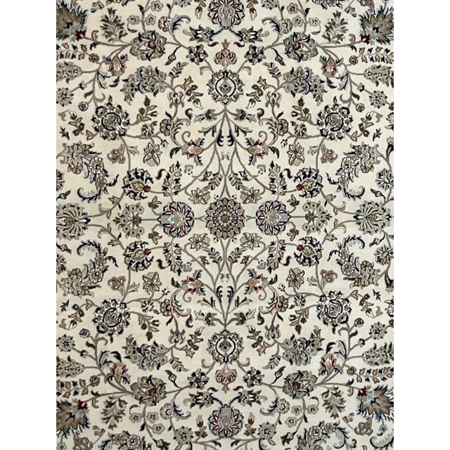 Wool pile very fine Persian Nain design rug hand woven India-