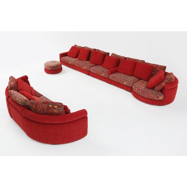 Modular Sofa in Red and Patterned Upholstery from Roche Bobois, France, 1980s For Sale - Image 17 of 18