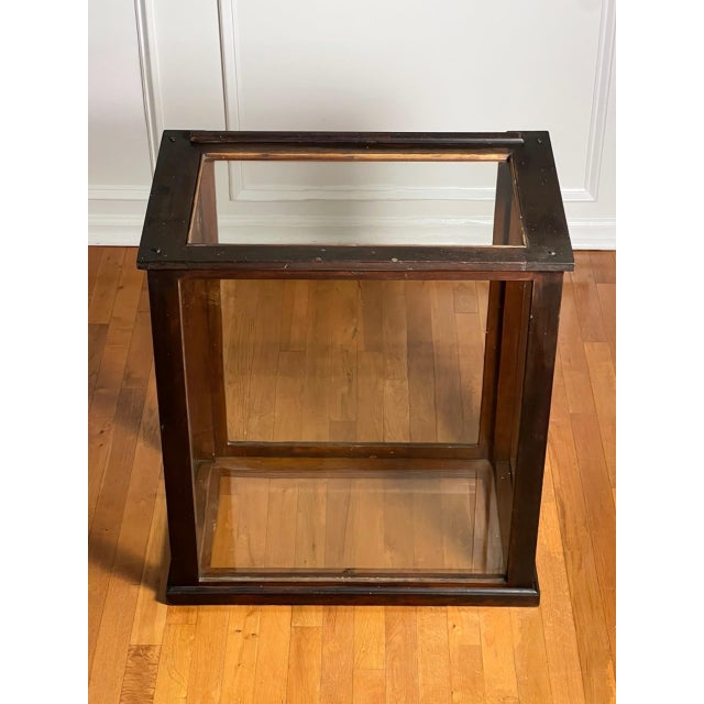 Rustic Antique English Six-Pane Glass and Mahogany Display Showcase Vitrine, C. 1900 For Sale - Image 3 of 14
