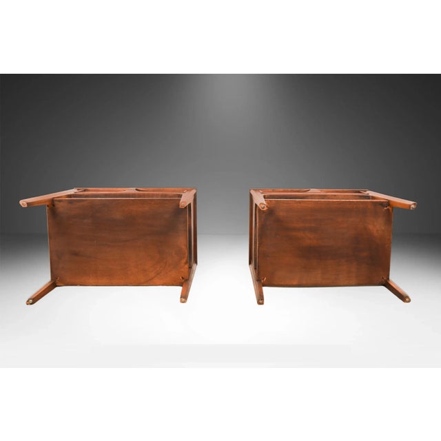 Pair Kent Coffey Perspecta Rosewood Pecan Nightstands Tables For Sale - Image 9 of 13