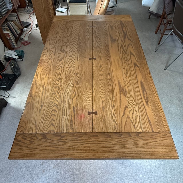Vintage MCM Conant Ball Solid Oak Extendable Dining Table For Sale In Philadelphia - Image 6 of 16