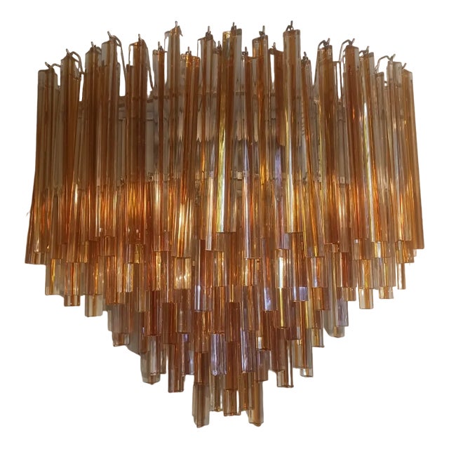 Murano Orange Glass Wall Sconce by Venini, 1970s For Sale