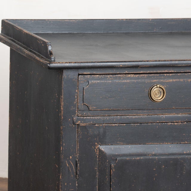Black 19th Century Swedish Black Painted Pine Sideboard Buffet For Sale - Image 8 of 15