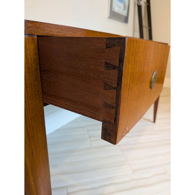 1930s French Art Deco Walnut Writing Desk With Leather Top Insert For Sale - Image 12 of 14