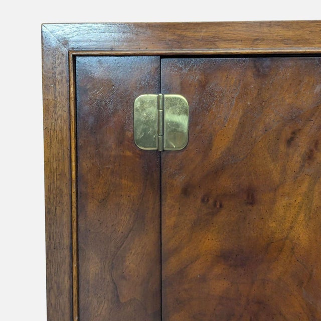 Brown Drexel Heritage Dynasty Burl Walnut Asian-Inspired Credenza For Sale - Image 8 of 9