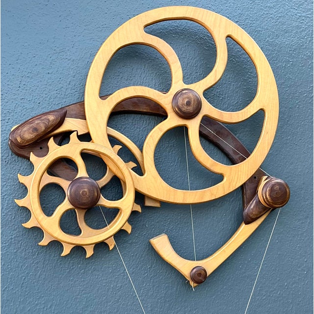 Vintage Hand Made Kinetic Wood Wall Sculpture For Sale - Image 4 of 12
