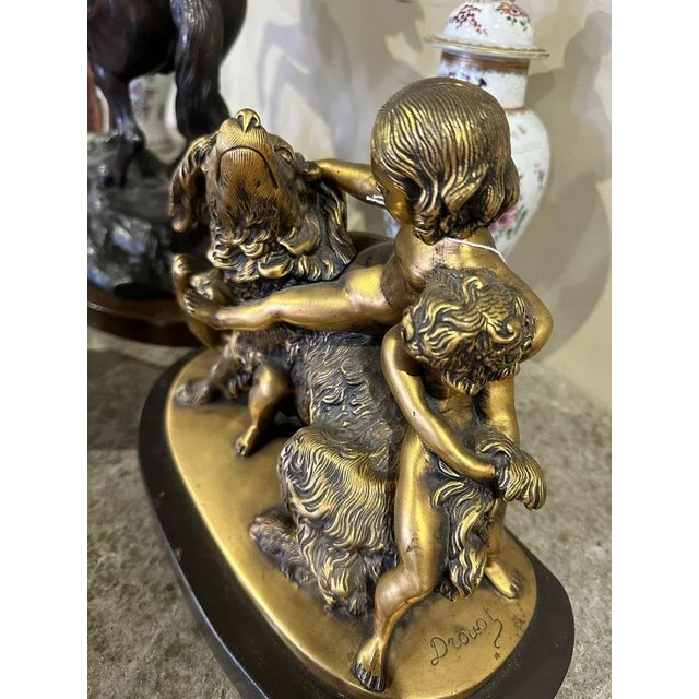 Black Edouard Drouot, Sculptural Group, Gilded Bronze For Sale - Image 8 of 9