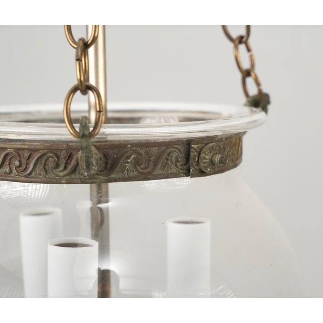 Early 20th Century Antique 7.5 In. Clear Crystal Onion Bell Jar Pendant Light For Sale - Image 5 of 14